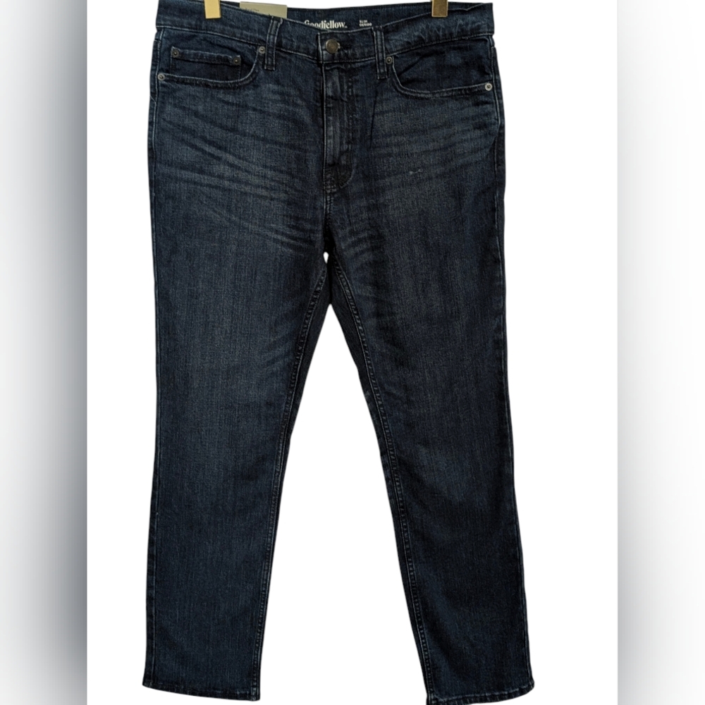 👖 NWT Goodfellow & Co Slim Fit Total Flex Jeans 36x30 Brooks Men's Dark Wash